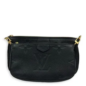 Multi-Pochette Accessoires Black Crossbody Bag in Empreinte Leather, Gold hardware