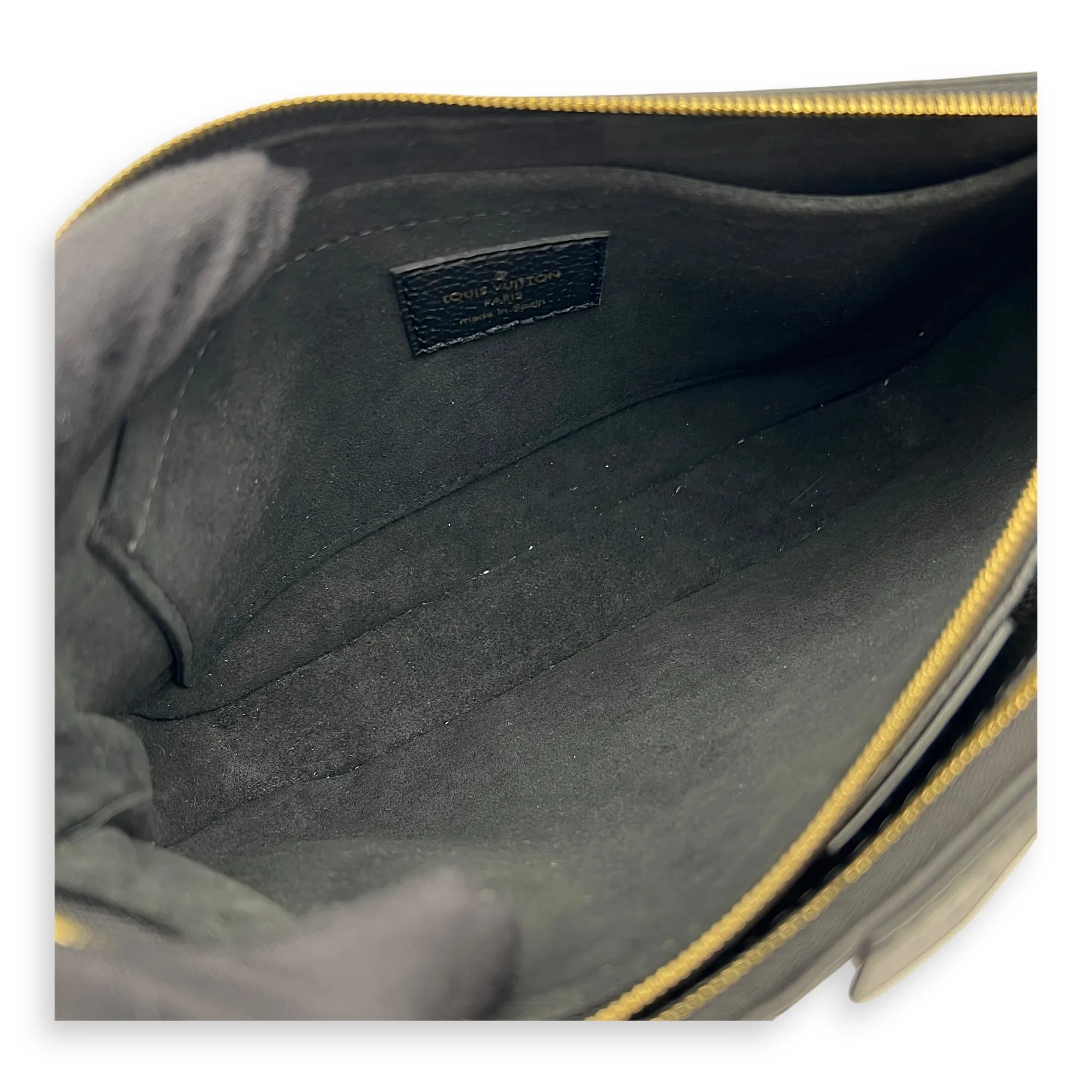 Multi-Pochette Accessoires Black Crossbody Bag in Empreinte Leather, Gold hardware