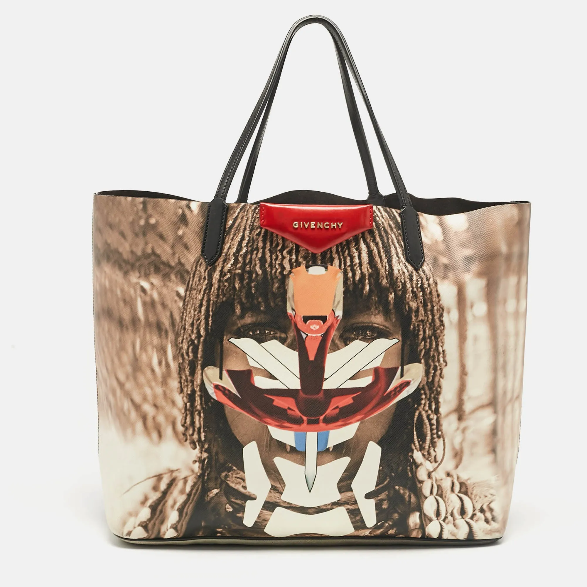 Multicolor Printed Coated Canvas Large Antigona Shopper Tote