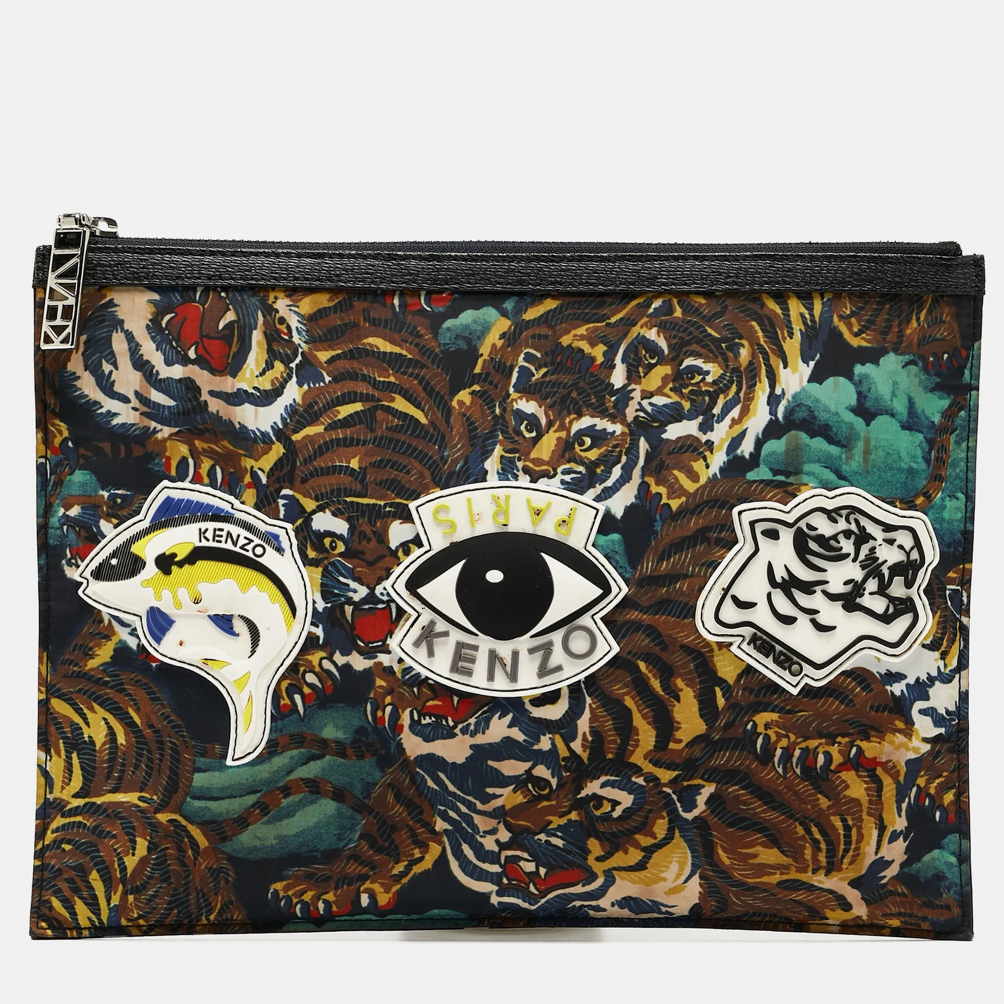 Multicolor Printed Nylon Flying Tiger Zip Pouch