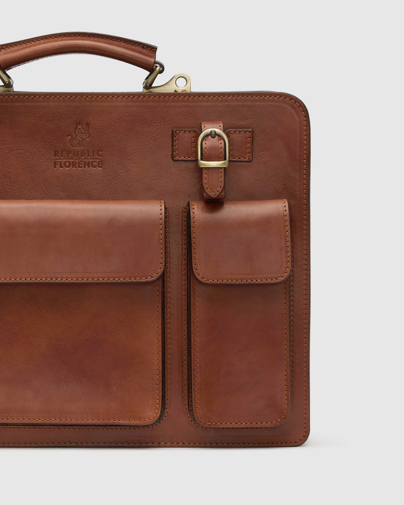 Munich Matt Brown - Leather Briefcase double compartments
