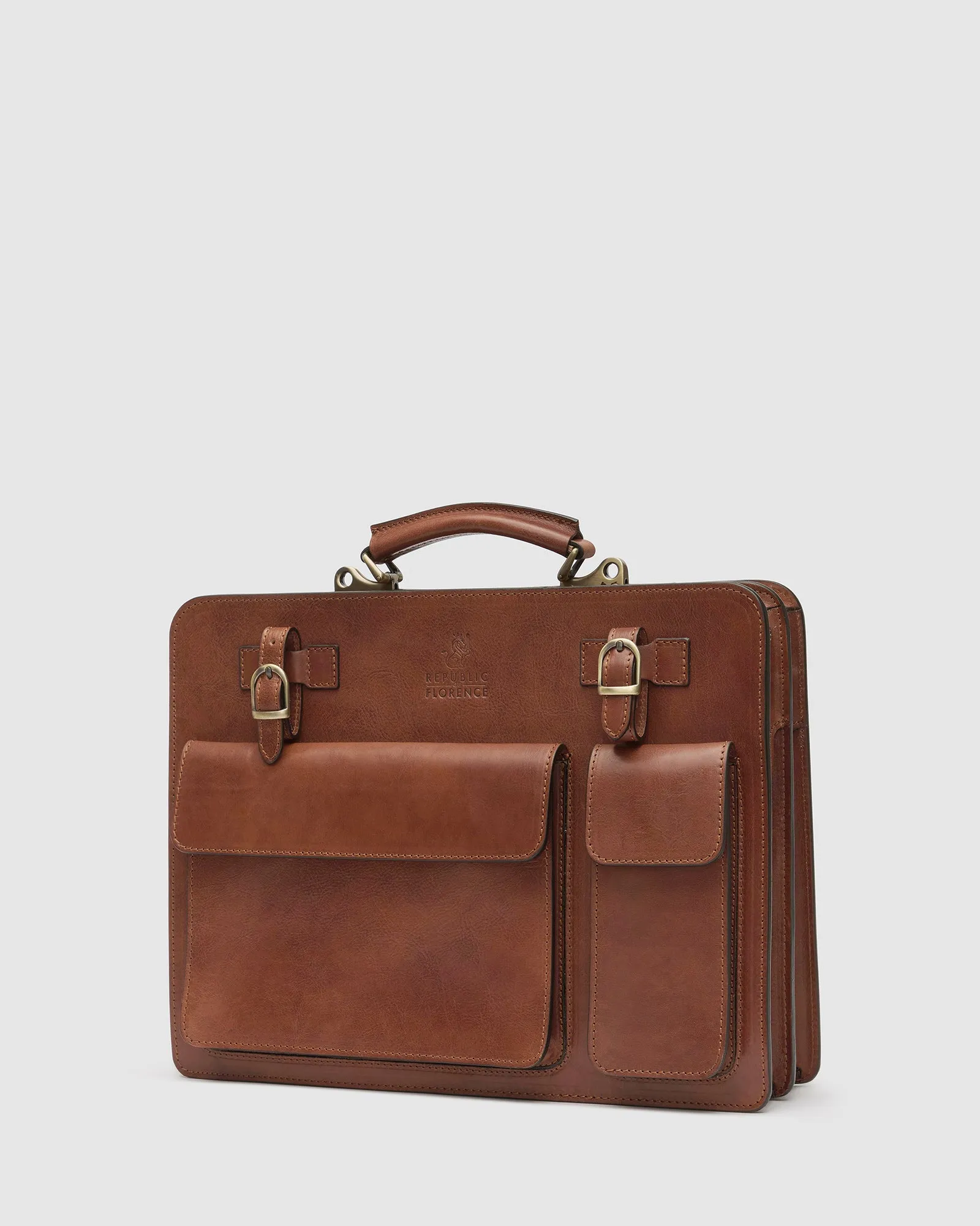 Munich Matt Brown - Leather Briefcase double compartments