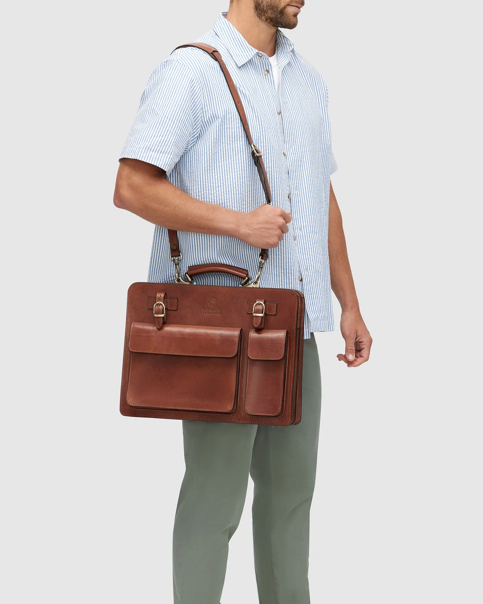 Munich Matt Brown - Leather Briefcase double compartments