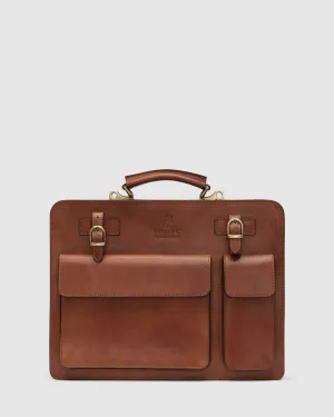 Munich Matt Brown - Leather Briefcase double compartments