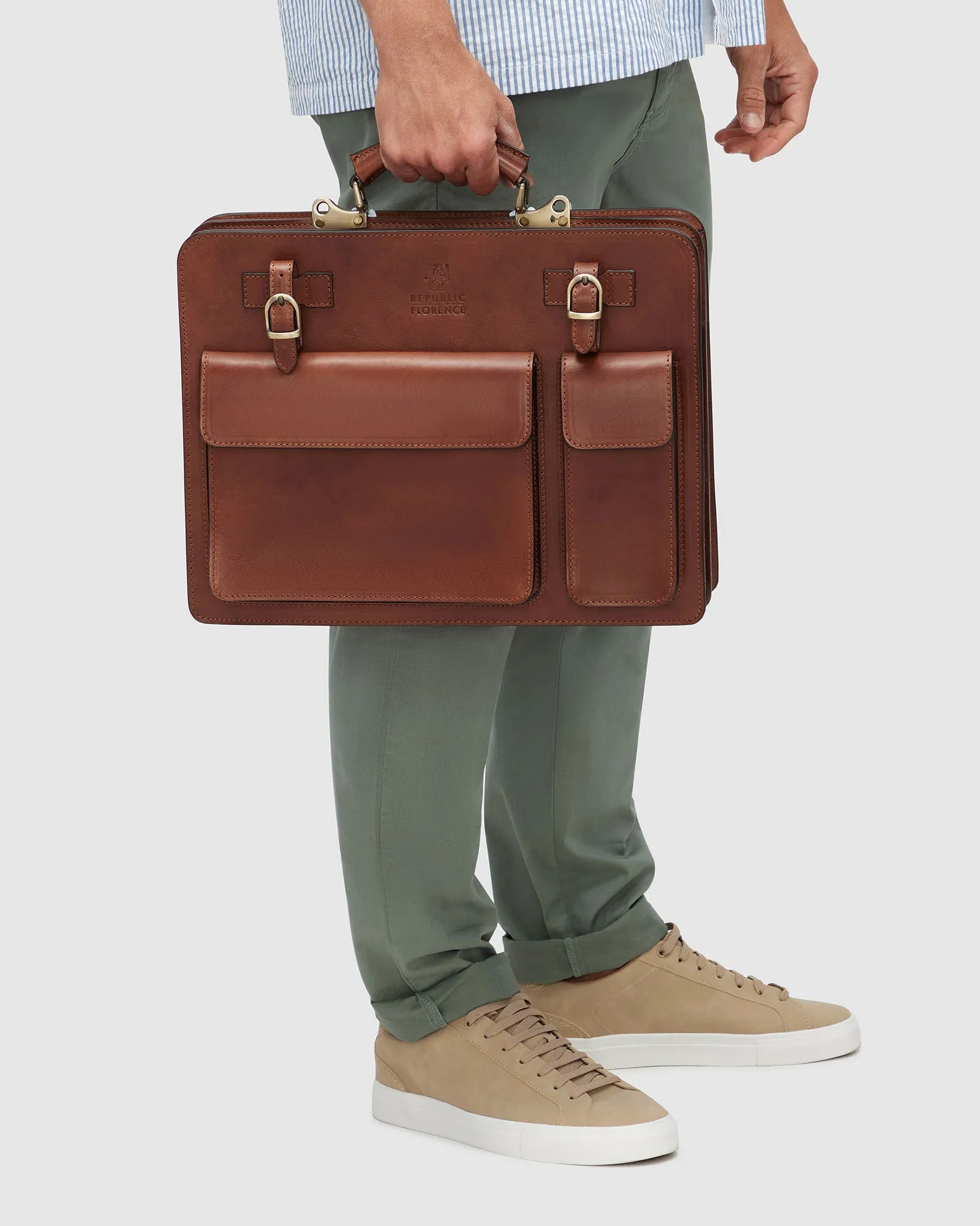 Munich Matt Brown - Leather Briefcase double compartments