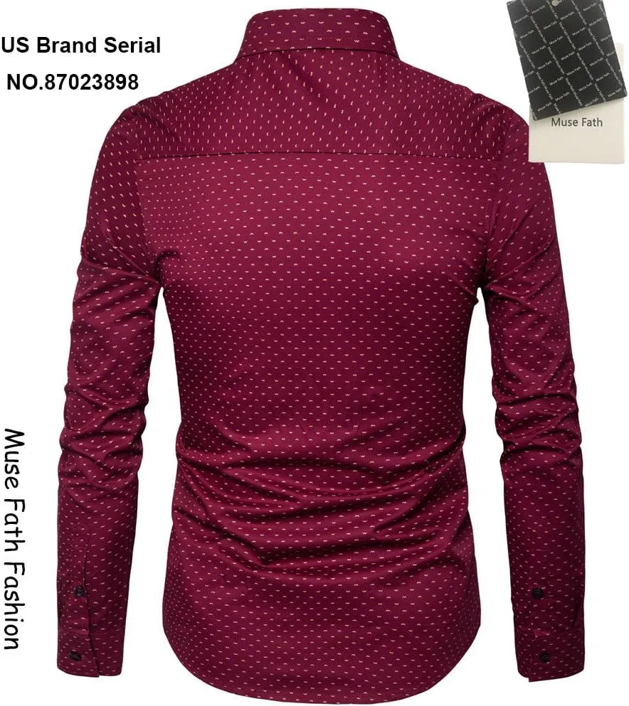 MUSE FATH Men's Printed Cotton Casual Long Sleeve Regular Fit Dress Shirt