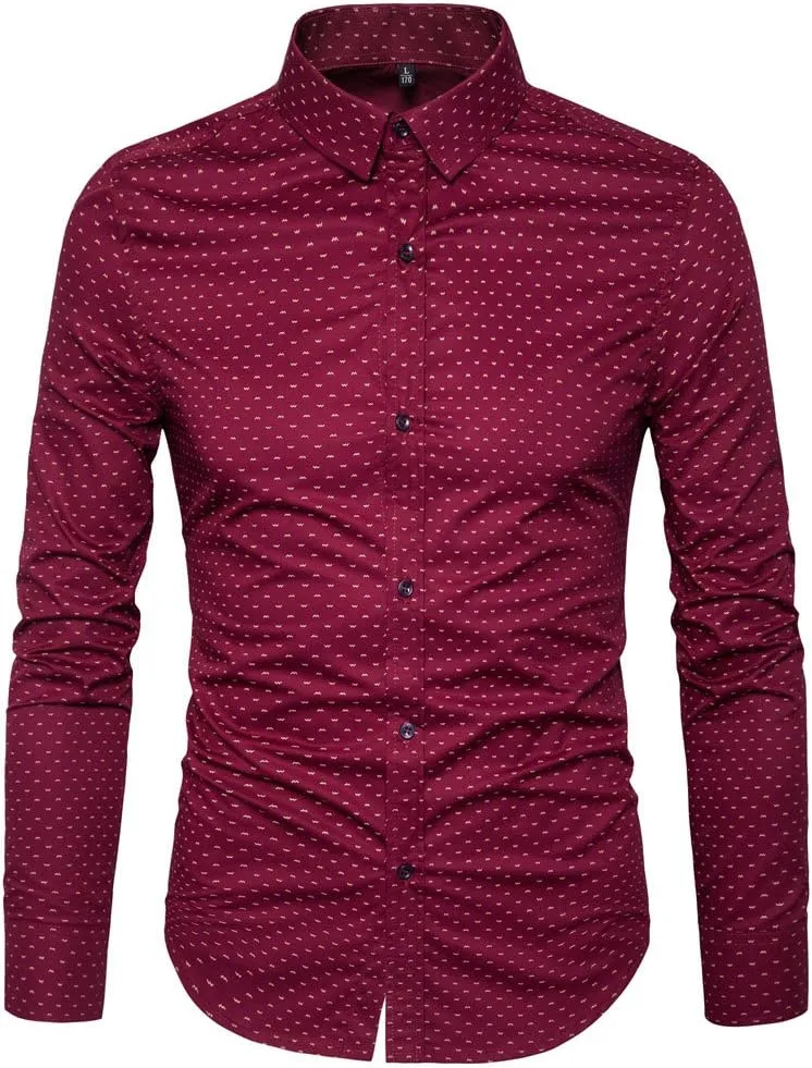 MUSE FATH Men's Printed Cotton Casual Long Sleeve Regular Fit Dress Shirt
