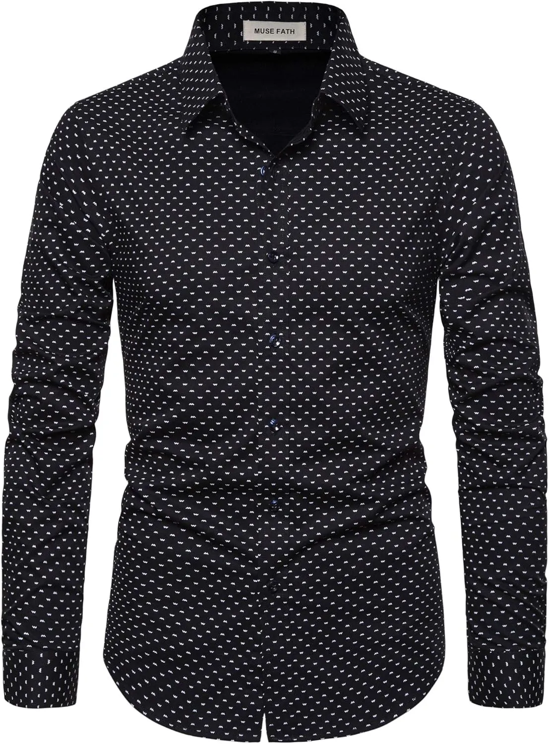 MUSE FATH Men's Printed Cotton Casual Long Sleeve Regular Fit Dress Shirt