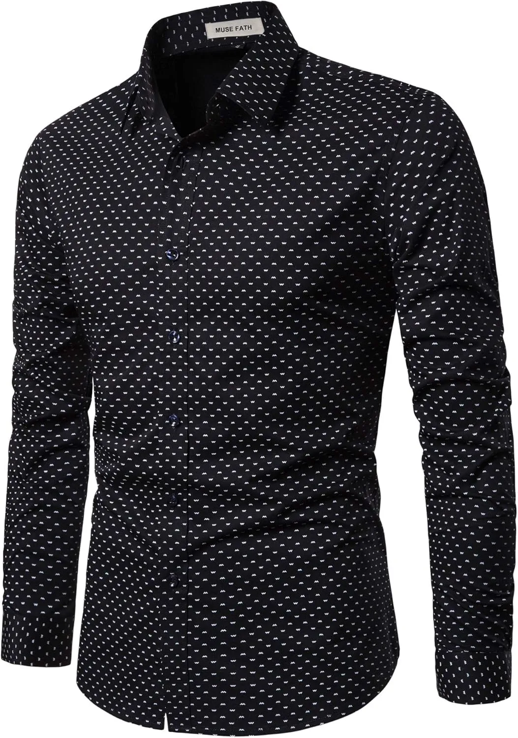 MUSE FATH Men's Printed Cotton Casual Long Sleeve Regular Fit Dress Shirt