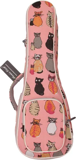 MUSIC FIRST Canvas MISS CAT ukulele case ukulele bag, Double Shoulder Straps, Original Design (Fit for 21 inch Soprano Ukulele, Double Shoulder Straps)