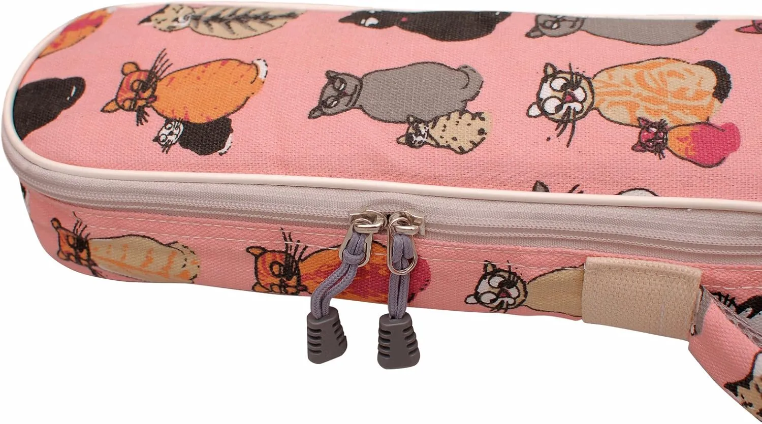 MUSIC FIRST Canvas MISS CAT ukulele case ukulele bag, Double Shoulder Straps, Original Design (Fit for 23~24 inch Concert Ukulele, Double Shoulder Straps)