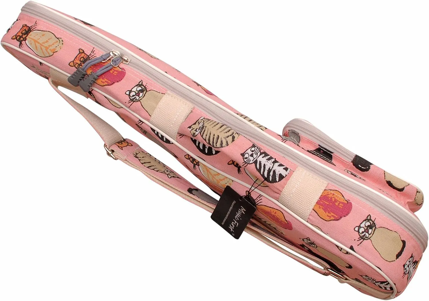 MUSIC FIRST Canvas MISS CAT ukulele case ukulele bag, Double Shoulder Straps, Original Design (Fit for 23~24 inch Concert Ukulele, Double Shoulder Straps)