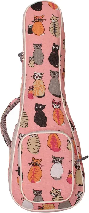 MUSIC FIRST Canvas MISS CAT ukulele case ukulele bag, Double Shoulder Straps, Original Design (Fit for 23~24 inch Concert Ukulele, Double Shoulder Straps)