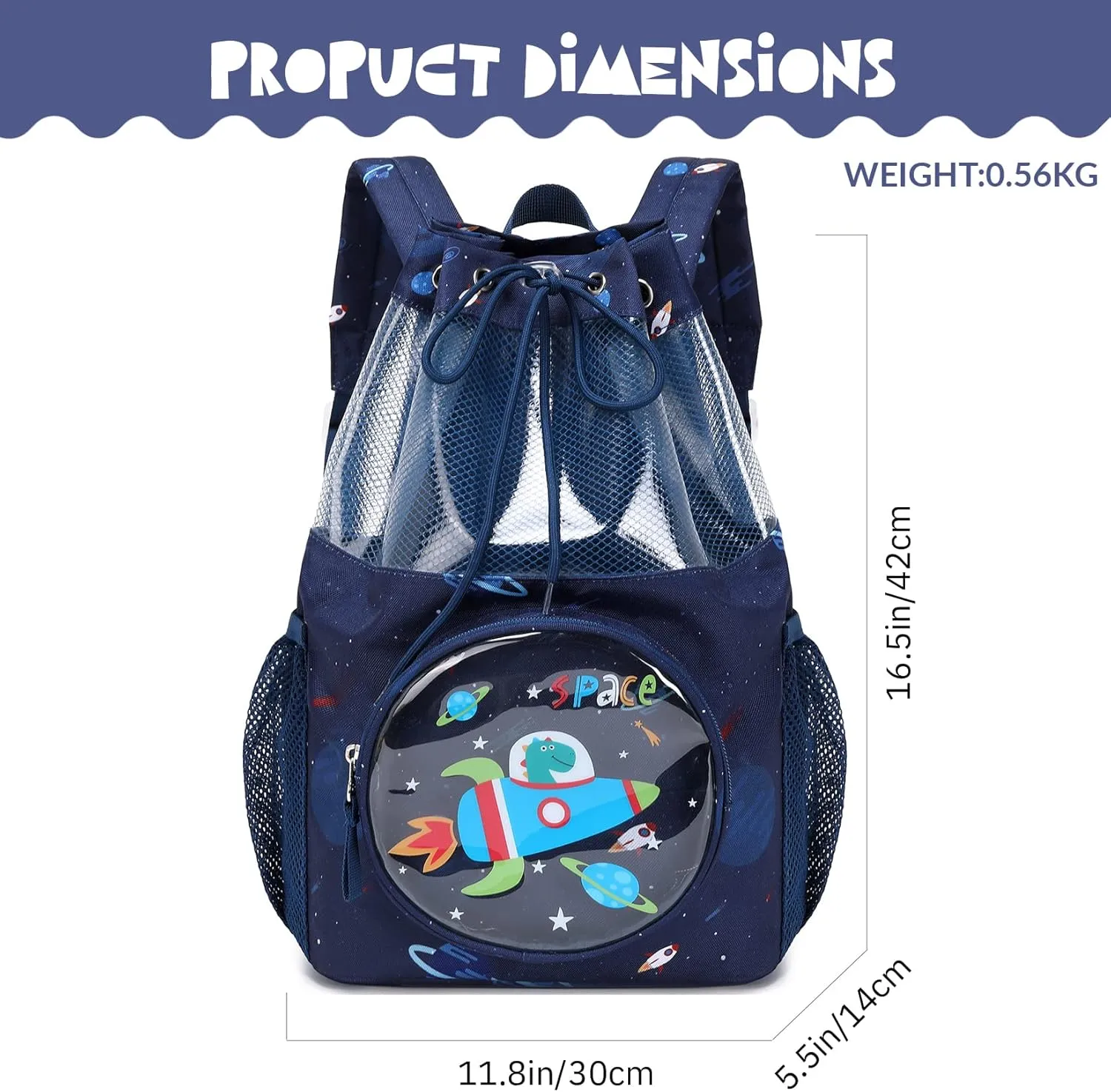 mygreen Drawstring Backpack Gym Cinch Bag for Swim Beach Sports Waterproof for Kids