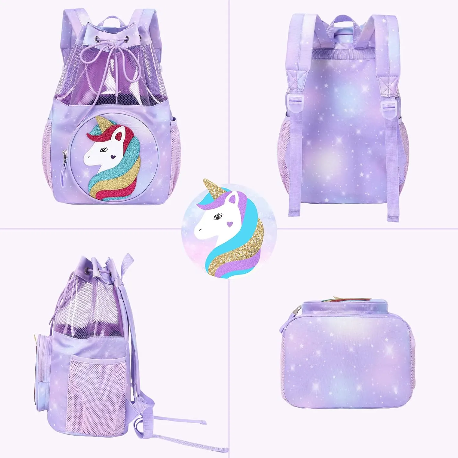 mygreen Drawstring Backpack Gym Cinch Bag for Swim Beach Sports Waterproof for Kids
