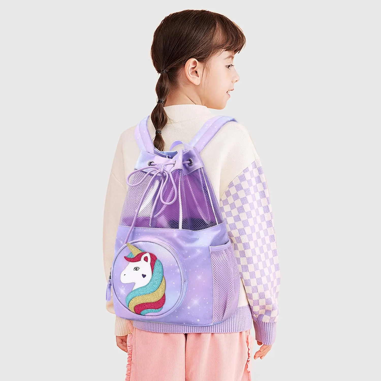mygreen Drawstring Backpack Gym Cinch Bag for Swim Beach Sports Waterproof for Kids