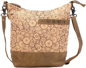 Myra Bag Apricot Upcycled Canvas & Leather Shoulder Bag S-1449
