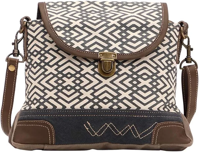 Myra Bag Cranky Upcycled Canvas & Leather Shoulder Bag S-1460