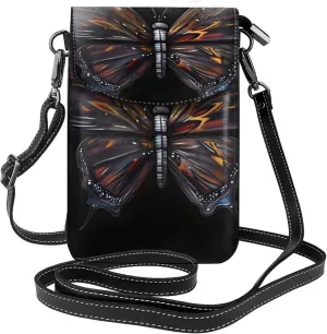 Mystery Butterfly Zippered Crossbody Bag, Women'S Shoulder Bag With Card Slot, Removable Shoulder Strap, 7.6 X 4.9 In.