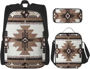 Native American Print Versatile Adjustable Shoulder Fashion Backpack Lunch Bag Pencil Case Large Capacity