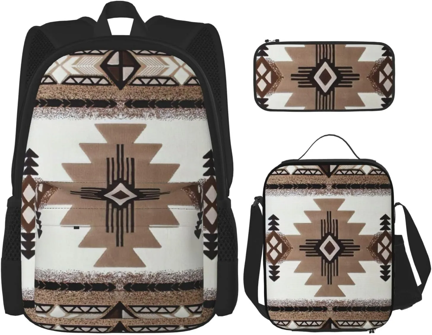 Native American Print Versatile Adjustable Shoulder Fashion Backpack Lunch Bag Pencil Case Large Capacity