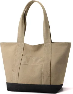 natyrlpog Canvas Tote Bag for Women A4 Large Capacity Handbag with Zipper Shoulder Hobo Bag for Shopping Travel Work