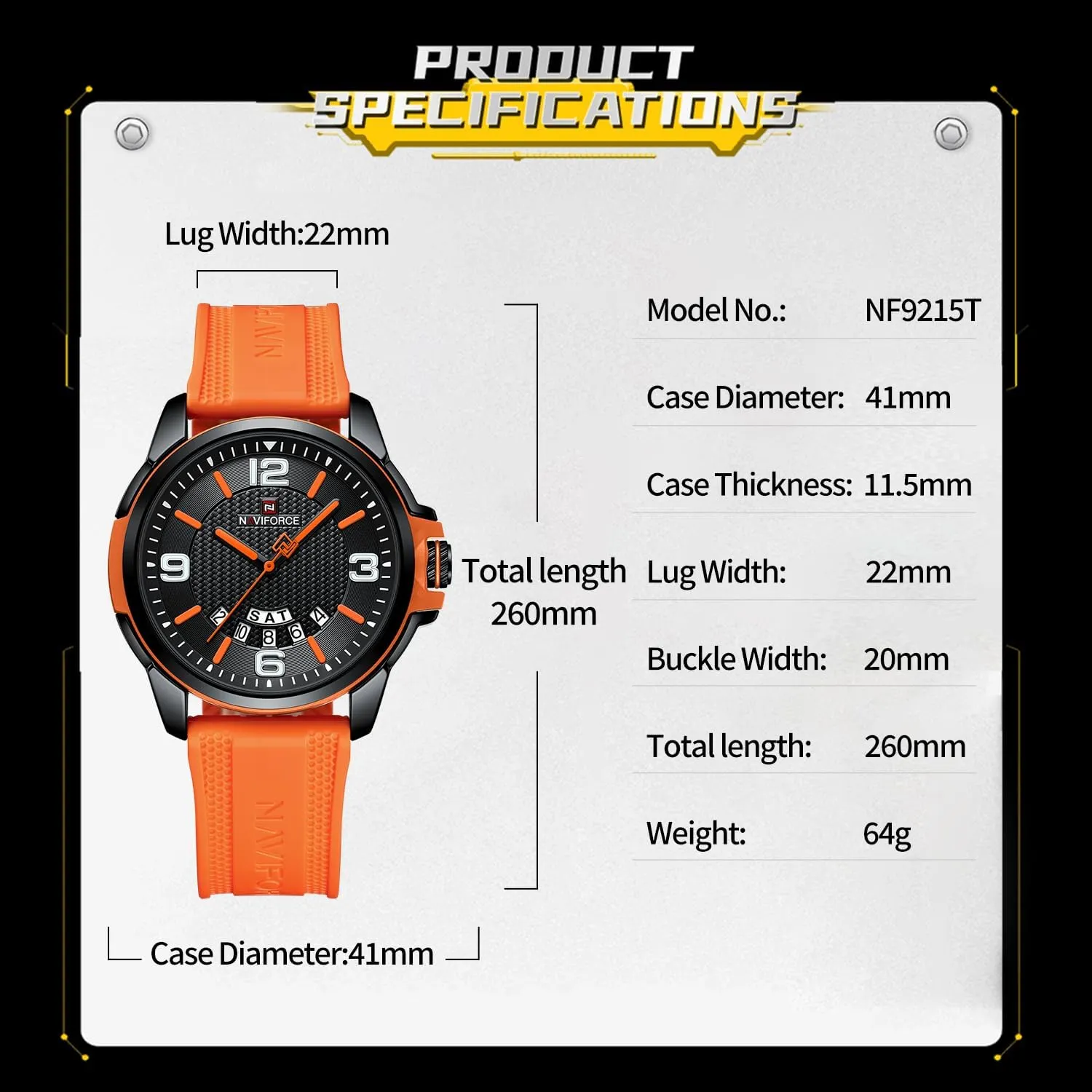 NAVIFORCE Waterproof Watch for Men Women, Analog Auto Date Military Sports Unisex Wristwatch,Silicone Strap