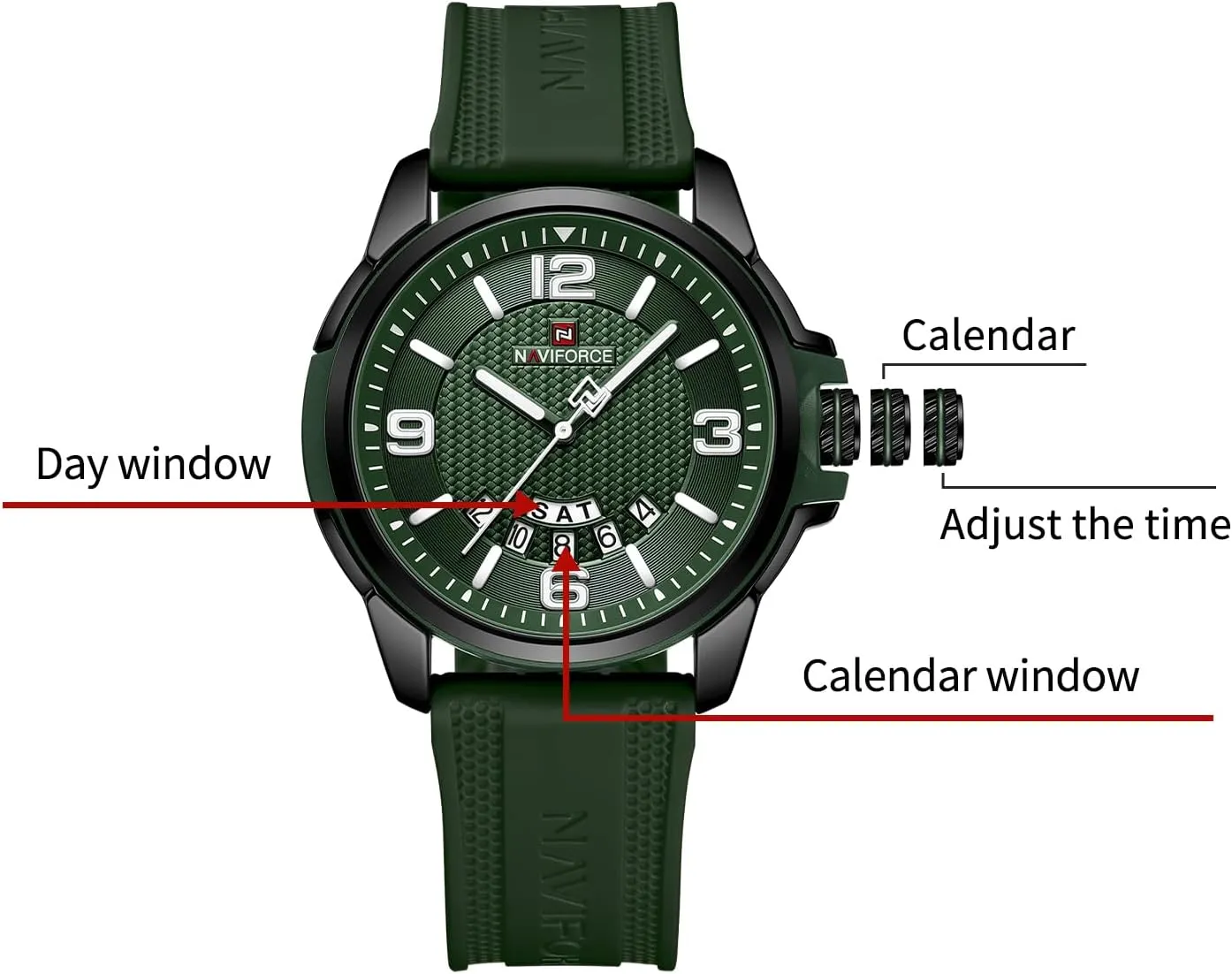 NAVIFORCE Waterproof Watch for Men Women, Analog Auto Date Military Sports Unisex Wristwatch,Silicone Strap