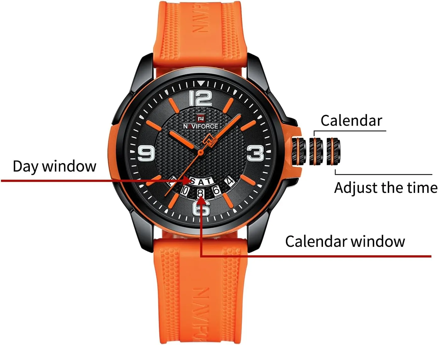 NAVIFORCE Waterproof Watch for Men Women, Analog Auto Date Military Sports Unisex Wristwatch,Silicone Strap
