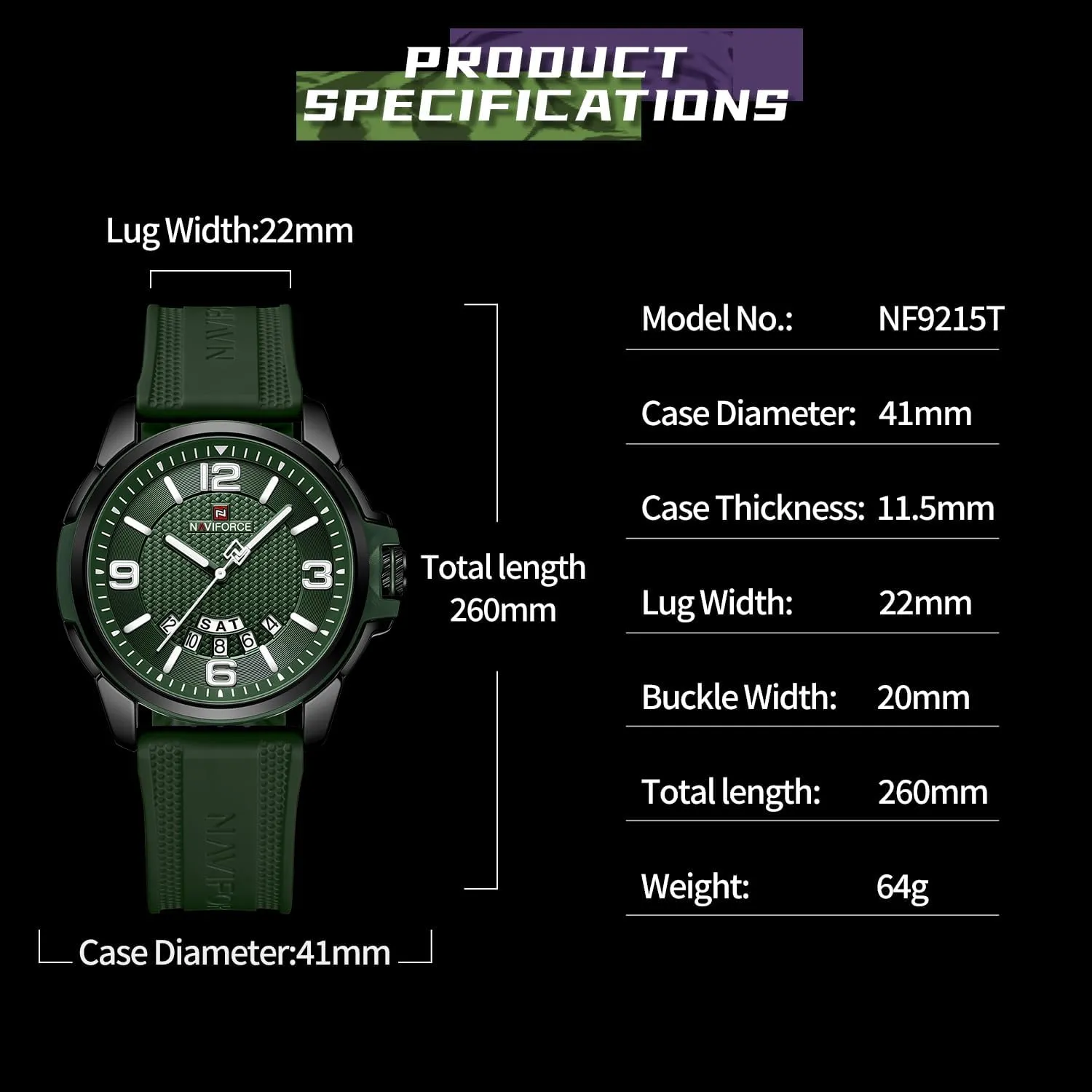 NAVIFORCE Waterproof Watch for Men Women, Analog Auto Date Military Sports Unisex Wristwatch,Silicone Strap