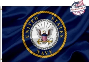 Navy Emblem Military Flag 4x6 Outdoor Double Sided- Heavy Duty 3ply United States Navy Naval Flags Super Durable USN Flags 4 Rows Stitched Edge Canvas Header with 2 Brass Grommets for US Navy Decor