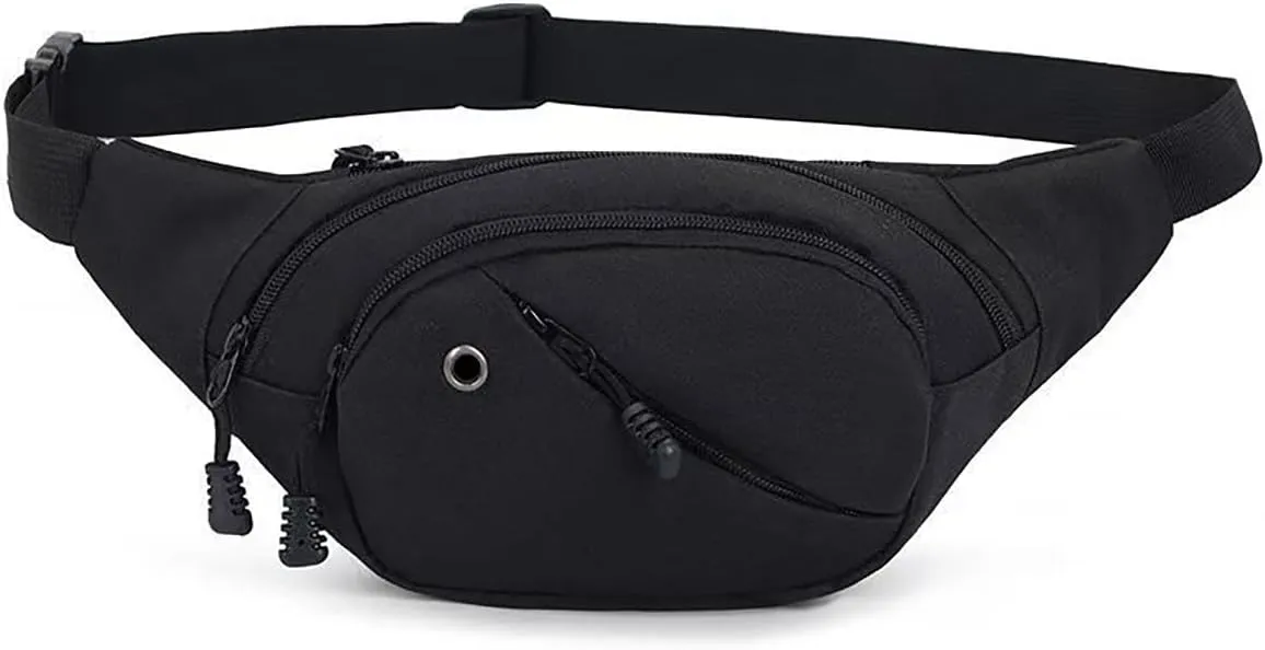 NCDUANSAN Men's running multifunctional wear-resistant waist bag, casual chest bag, large capacity, camouflage sports bag (black)