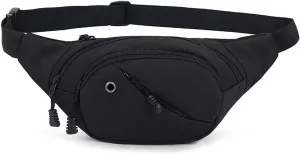 NCDUANSAN Men's running multifunctional wear-resistant waist bag, casual chest bag, large capacity, camouflage sports bag (black)