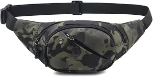NCDUANSAN Men's running multifunctional wear-resistant waist bag, casual chest bag, large capacity, camouflage sports bag (green)