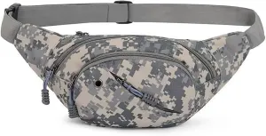 NCDUANSAN Men's running multifunctional wear-resistant waist bag, casual chest bag, large capacity, camouflage sports bag (grey)