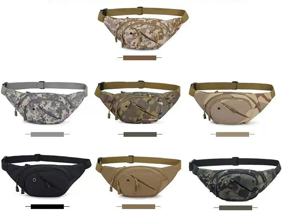 NCDUANSAN Men's running multifunctional wear-resistant waist bag, casual chest bag, large capacity, camouflage sports bag (grey)
