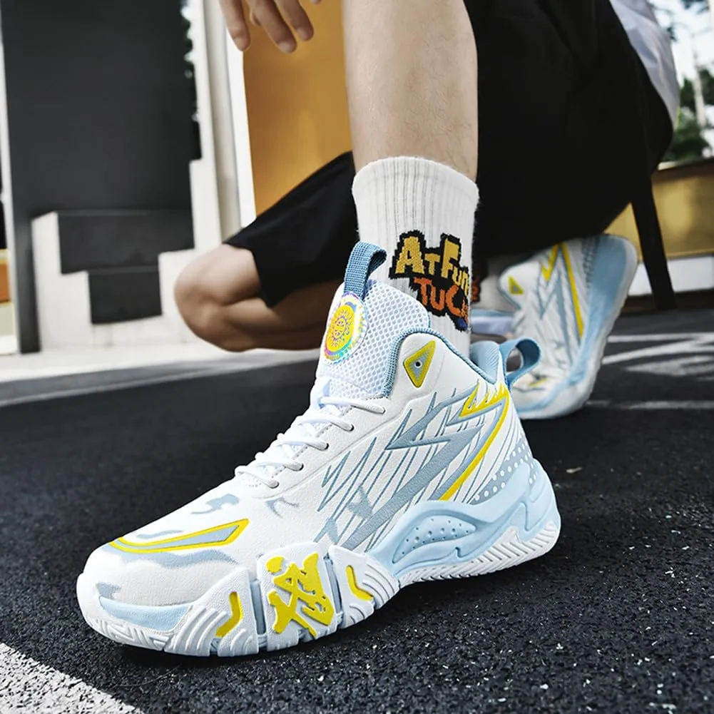 NCNDB Unisex Fashion Basketball Shoes High Top Anti Slip Sneakers Breathable Running Sports Shoes