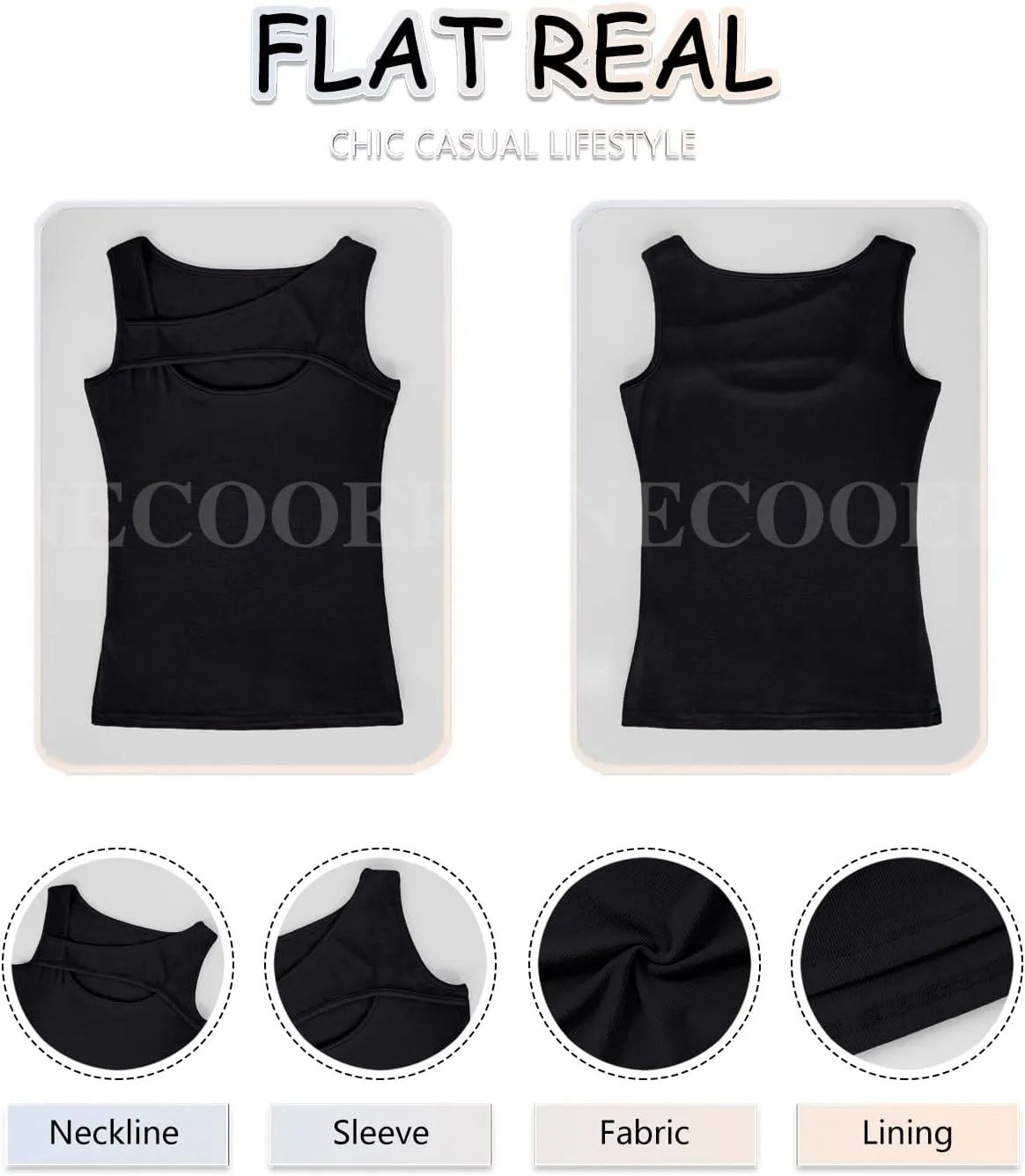 Necooer Womens Casual Tank Tops Sleeveless Ribbed Cutout Square Neck Slim Sexy Fashion Summer Cami Tops
