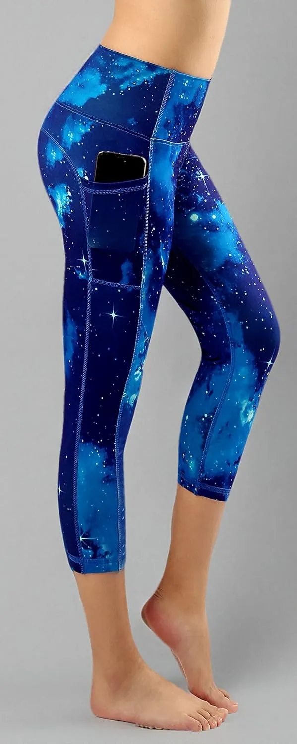 Neonysweets Womens Printed Tummy Control Yoga Workout Leggings Pocket
