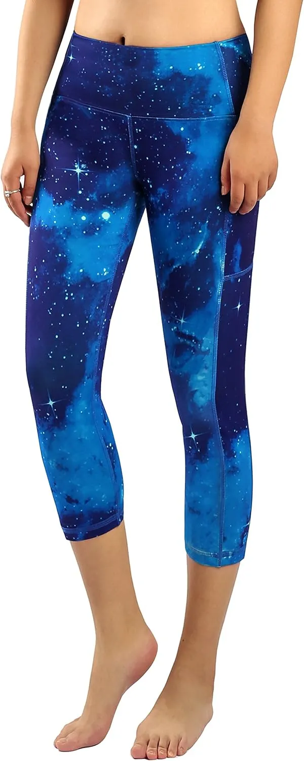 Neonysweets Womens Printed Tummy Control Yoga Workout Leggings Pocket