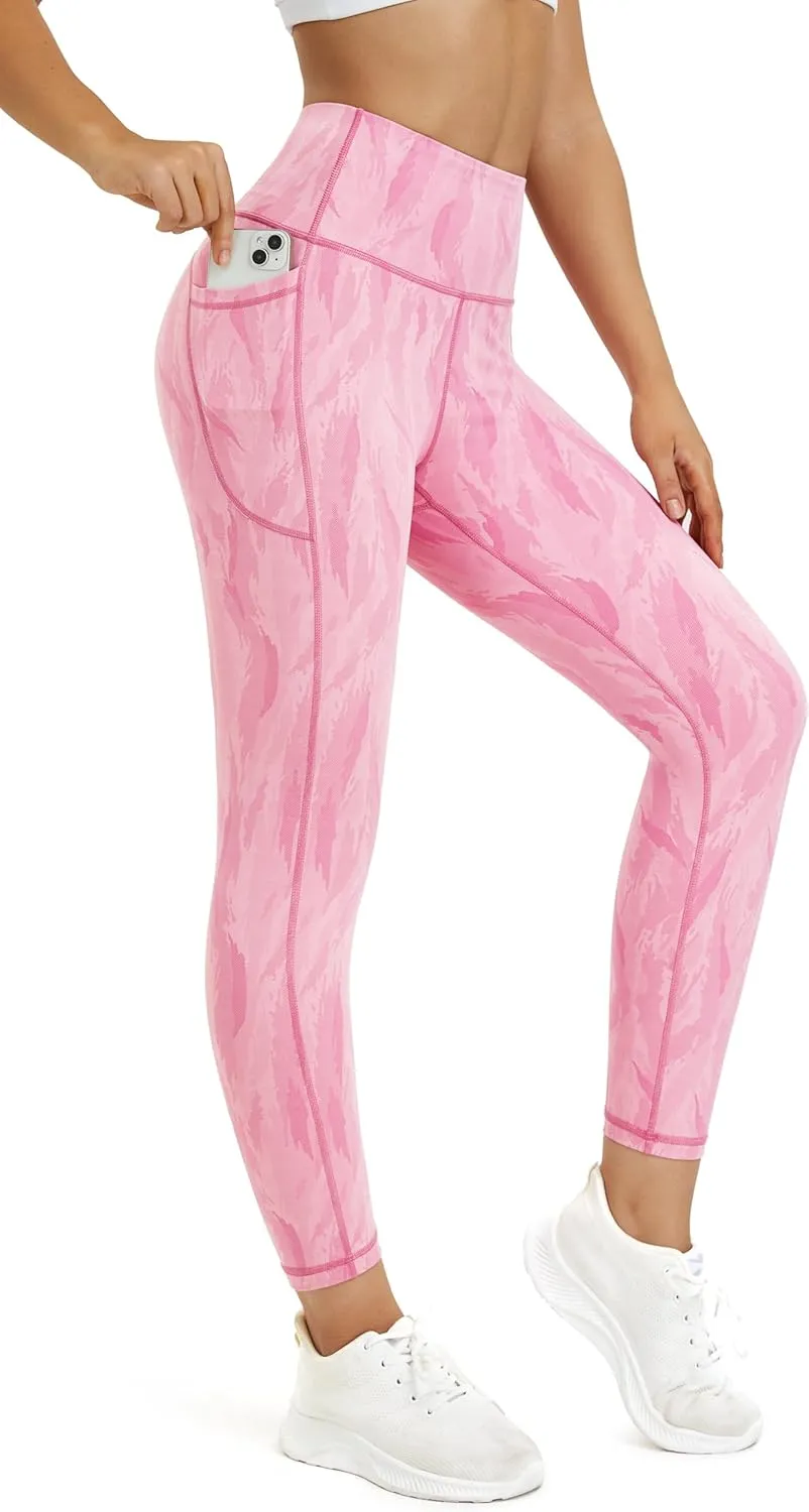 Neonysweets Womens Printed Tummy Control Yoga Workout Leggings Pocket