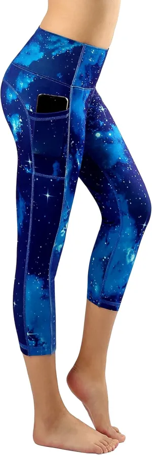 Neonysweets Womens Printed Tummy Control Yoga Workout Leggings Pocket