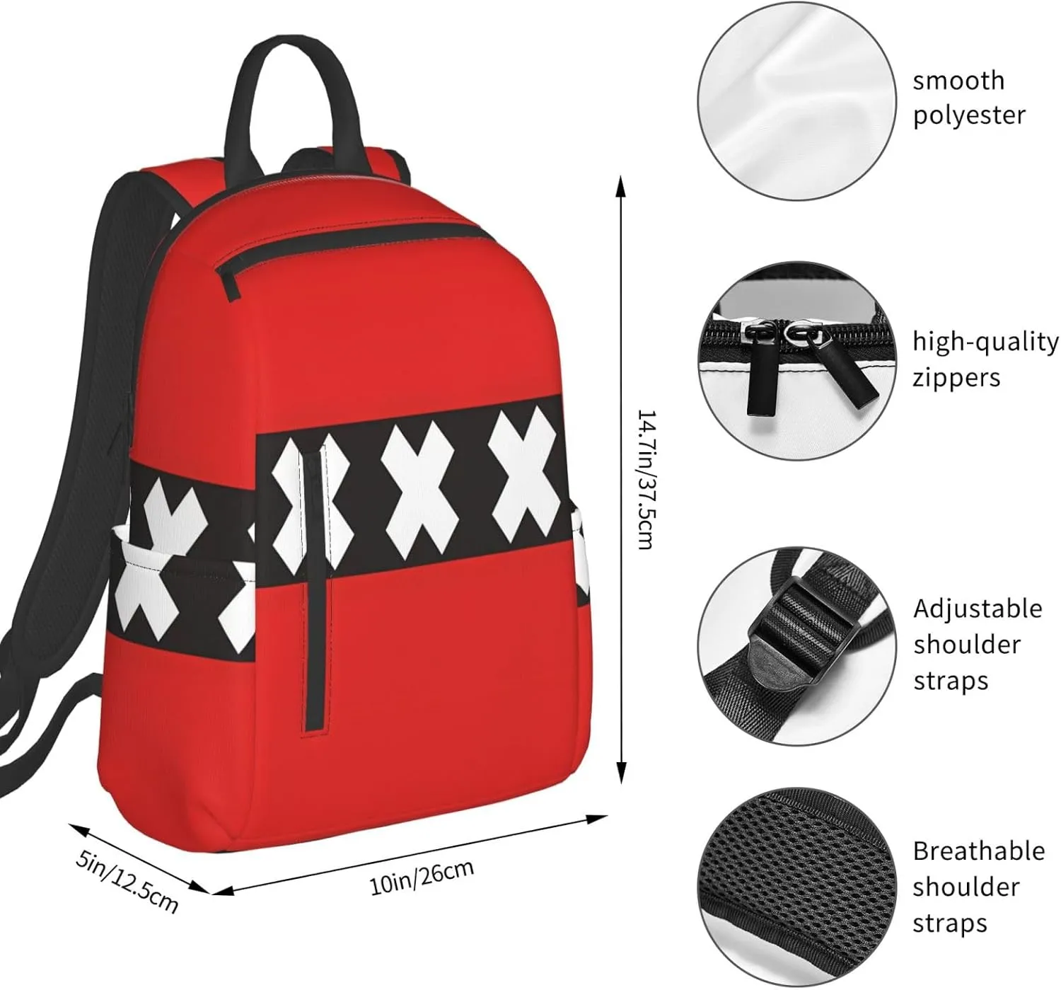 Netherlands Holland Flag Casual Backpacks Large Capacity Laptop Backpack Sports Fitness Rucksack Travel Carry-On Daypack Work Bag for Outdoor Camping