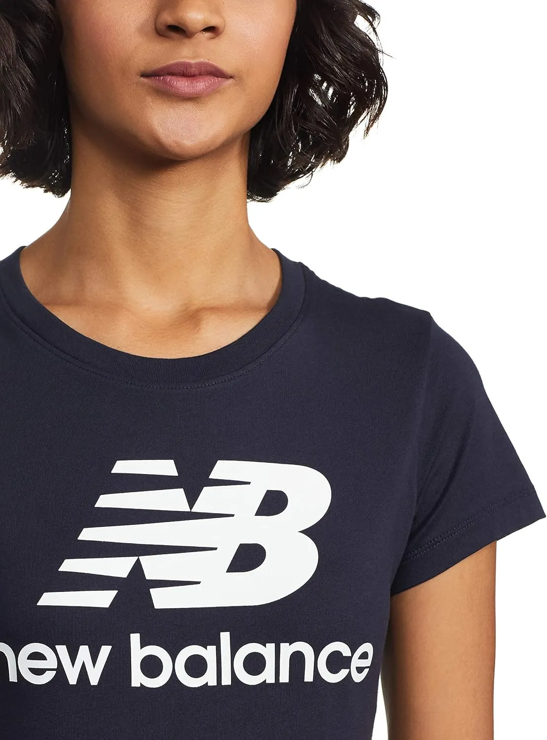 New Balance Women's Nb Essentials Stacked Logo Short Sleeve 19