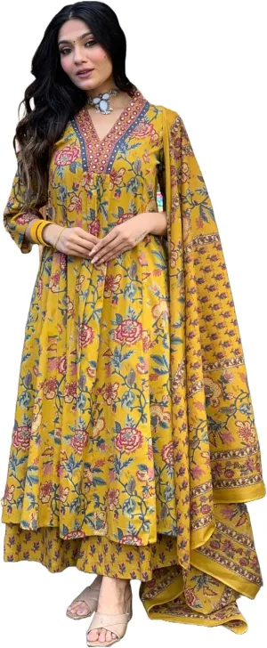 New Women's Anarkali Printed Kurta with Palazzo