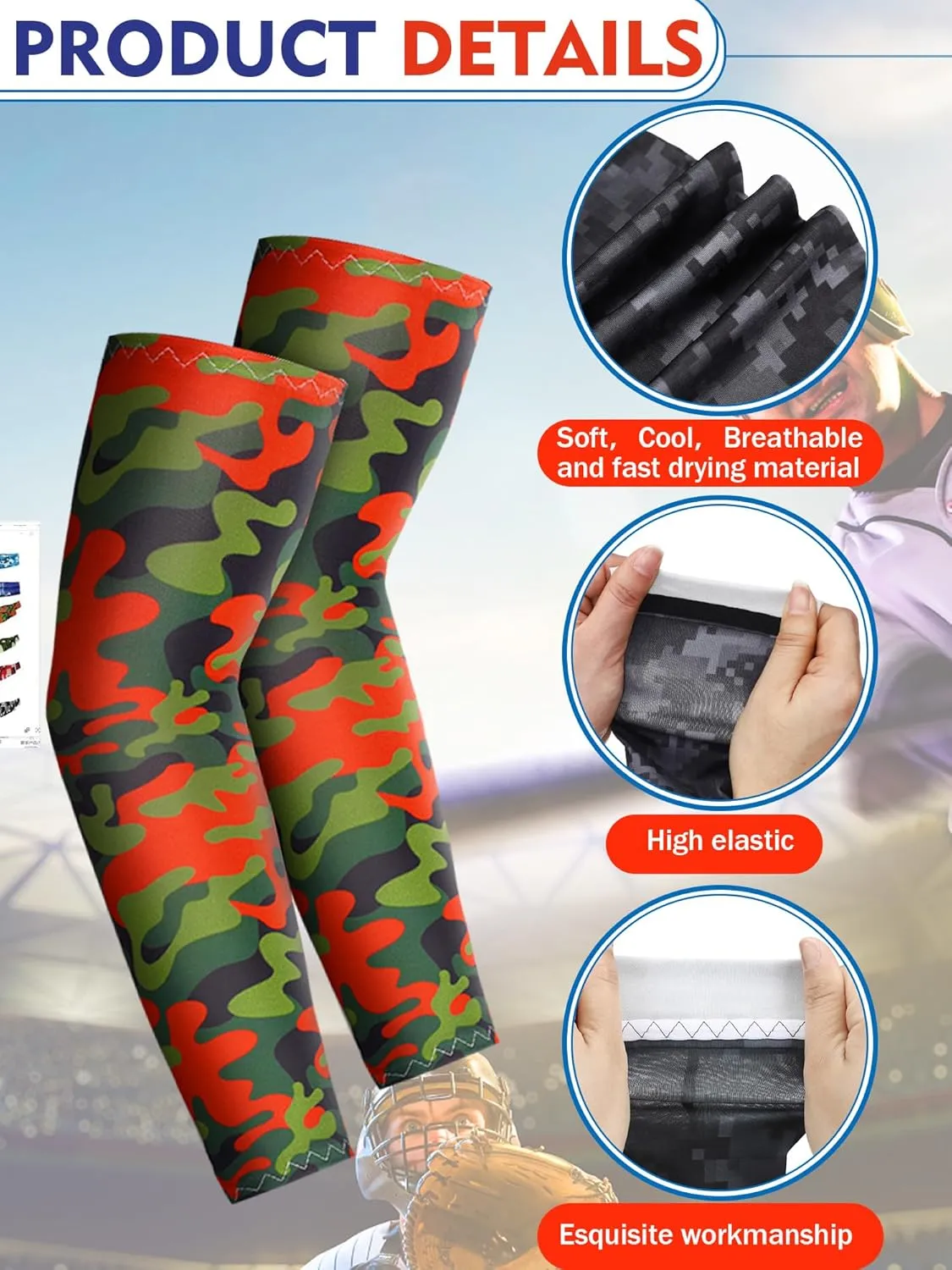 Newcotte 12 Pairs Arm Sleeves for Kids Compression Football Baseball Youth UV Protection Breathable Cooling Sleeve