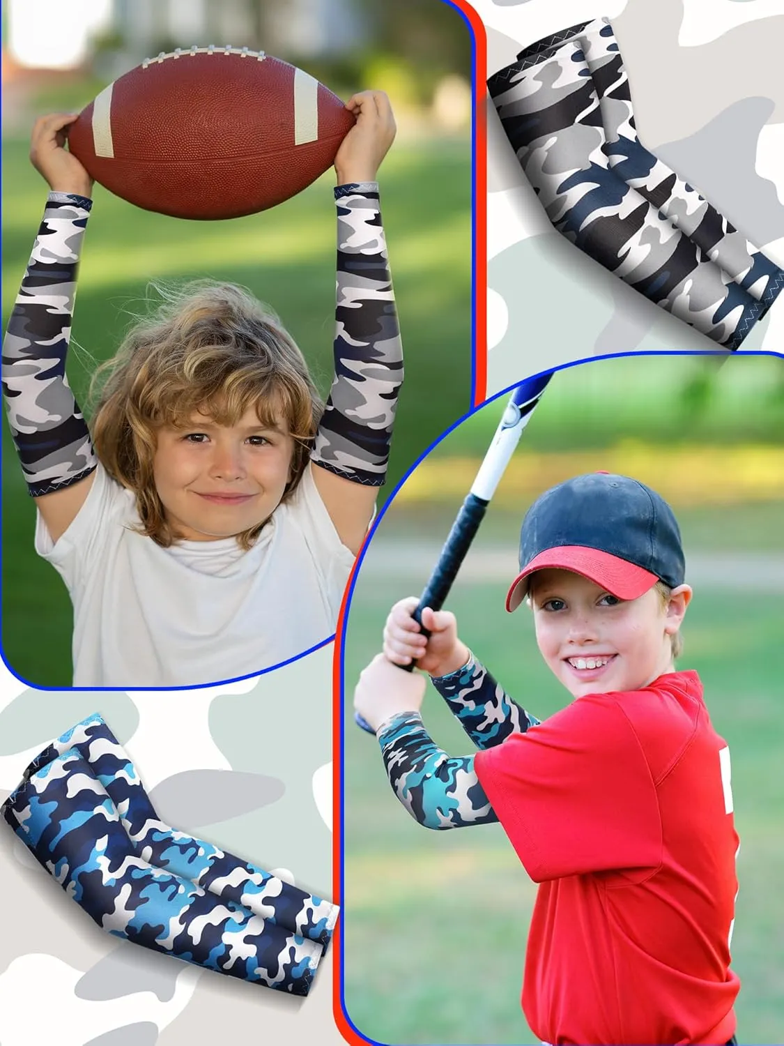Newcotte 12 Pairs Arm Sleeves for Kids Compression Football Baseball Youth UV Protection Breathable Cooling Sleeve