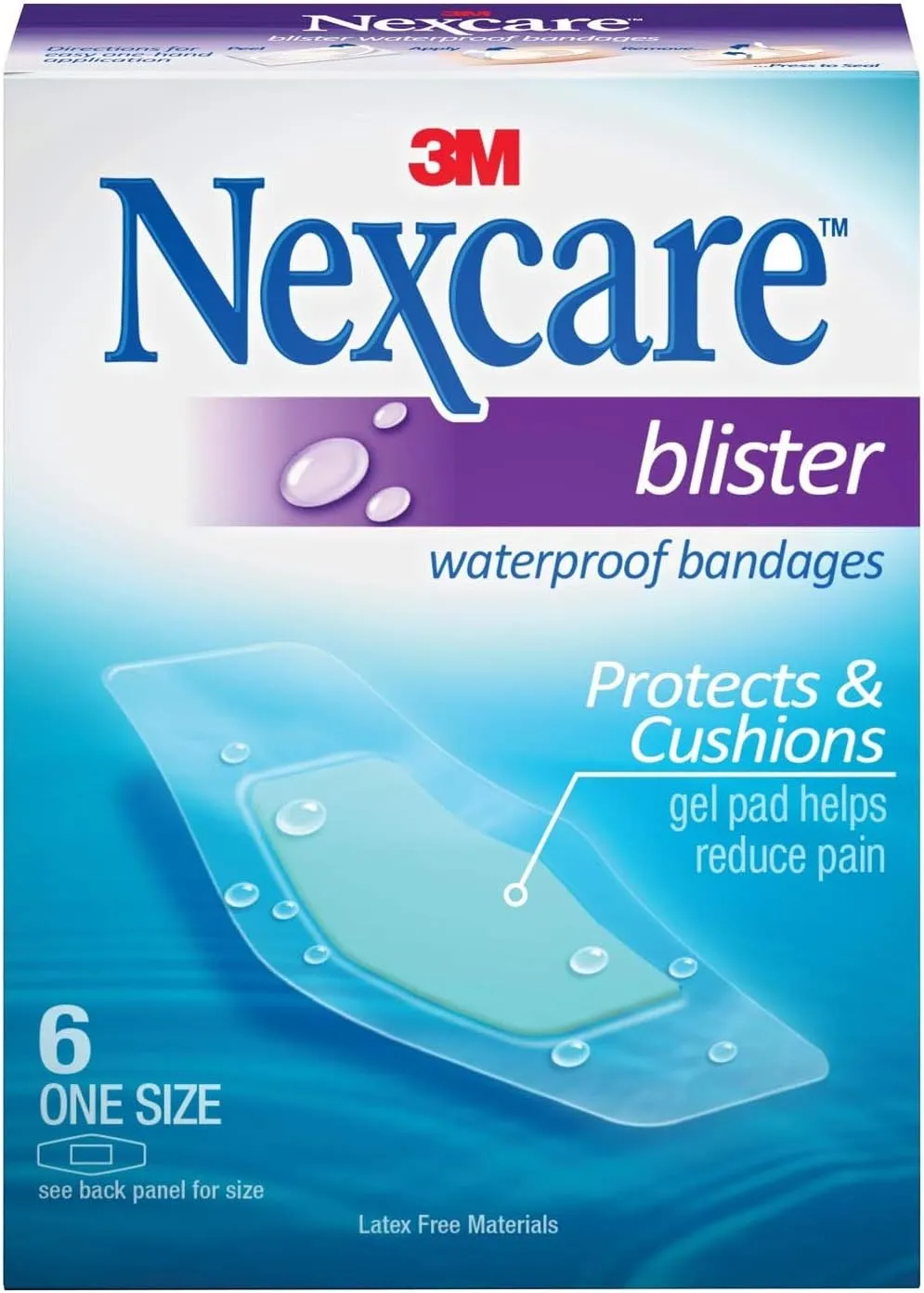 Nexcare Blister Waterproof Bandages, One Size 6 ea (Pack of 3)