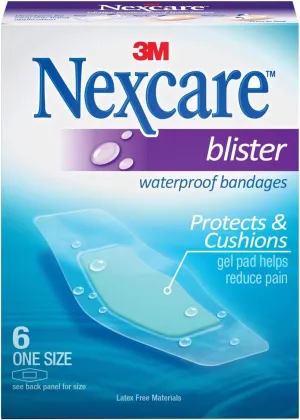Nexcare Blister Waterproof Bandages, One Size 6 ea (Pack of 3)
