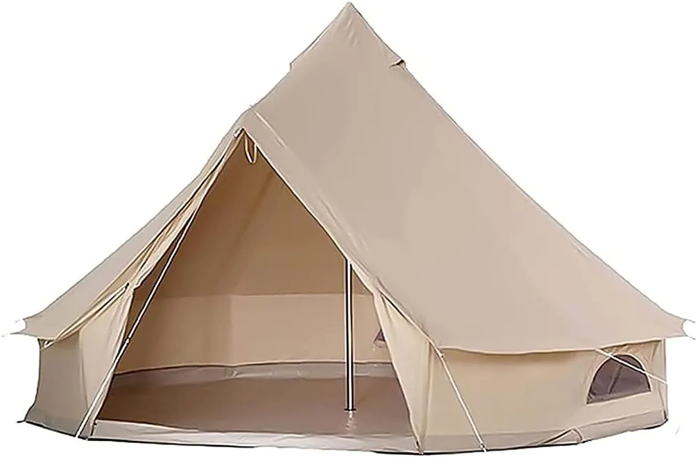 NIEH Outdoor Bell Tents Large Canvas Glamping Yurt Tent with Zipped Groundsheet and Chimney for Family Camping Hiking Hunting Party Shelter, 3/4/5/6m Beautiful Scenery